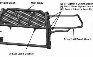Black Horse Off Road Grille Guard, Rugged Series, Semi-Gloss Powder Coat, Steel, 2.25 Inch Bar Diameter, With Brush Guard – RU-TOTA05-B