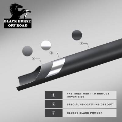 Black Horse Off Road Grille Guard, Rugged Series, Semi-Gloss Powder Coat, Steel, 2.25 Inch Bar Diameter, With Brush Guard – RU-TOTA05-B