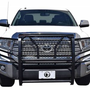 Black Horse Off Road Grille Guard, Rugged Series, 3-Piece Modular, Powder Coated, Steel, With Brush Guard, Without Skid Plate – RU-TOTA16-B