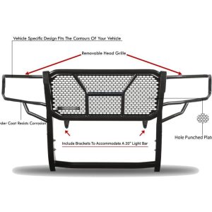 Black Horse Off Road Grille Guard, Rugged Series, Semi-Gloss Powder Coat, Steel, 2.25 Inch Bar Diameter, With Brush Guard – RU-TOTU22-B