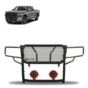 Black Horse Off Road Grille Guard, Rugged Series, 3-Piece Modular, Semi-Gloss Powder Coat, Steel, 2.25 Inch Bar Diameter – RU-TOTU22-B-PLR