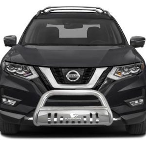 Black Horse Off Road Bull Bar, 2-1/2 Inch Diameter Tube, Polished, Stainless Steel, With Skid Plate, Without Light Bar – CBS-NIA1702SP