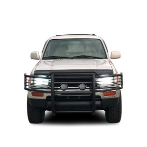 Black Horse Off Road Grille Guard, 3-Piece Modular, Powder Coated, Steel, 1-1/2 Inch Diameter, With Brush Guard, Without Skid Plate – 17T80202MA-PLFB