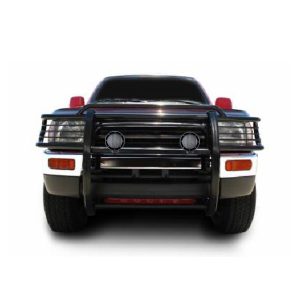 Black Horse Off Road Grille Guard, 3-Piece Modular, Powder Coated, Steel, 1-1/2 Inch Diameter, With Brush Guard, Without Skid Plate – 17T80202MA-PLFB