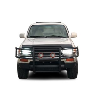 Black Horse Off Road Grille Guard, 3-Piece Modular, Powder Coated, Steel, 1-1/2 Inch Diameter, With Brush Guard, Without Skid Plate – 17T80202MA-PLFR