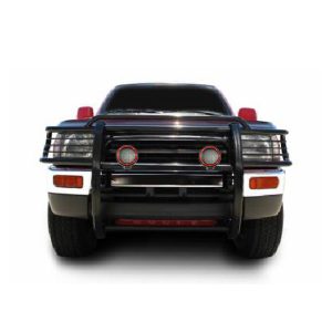 Black Horse Off Road Grille Guard, 3-Piece Modular, Powder Coated, Steel, 1-1/2 Inch Diameter, With Brush Guard, Without Skid Plate – 17T80202MA-PLFR