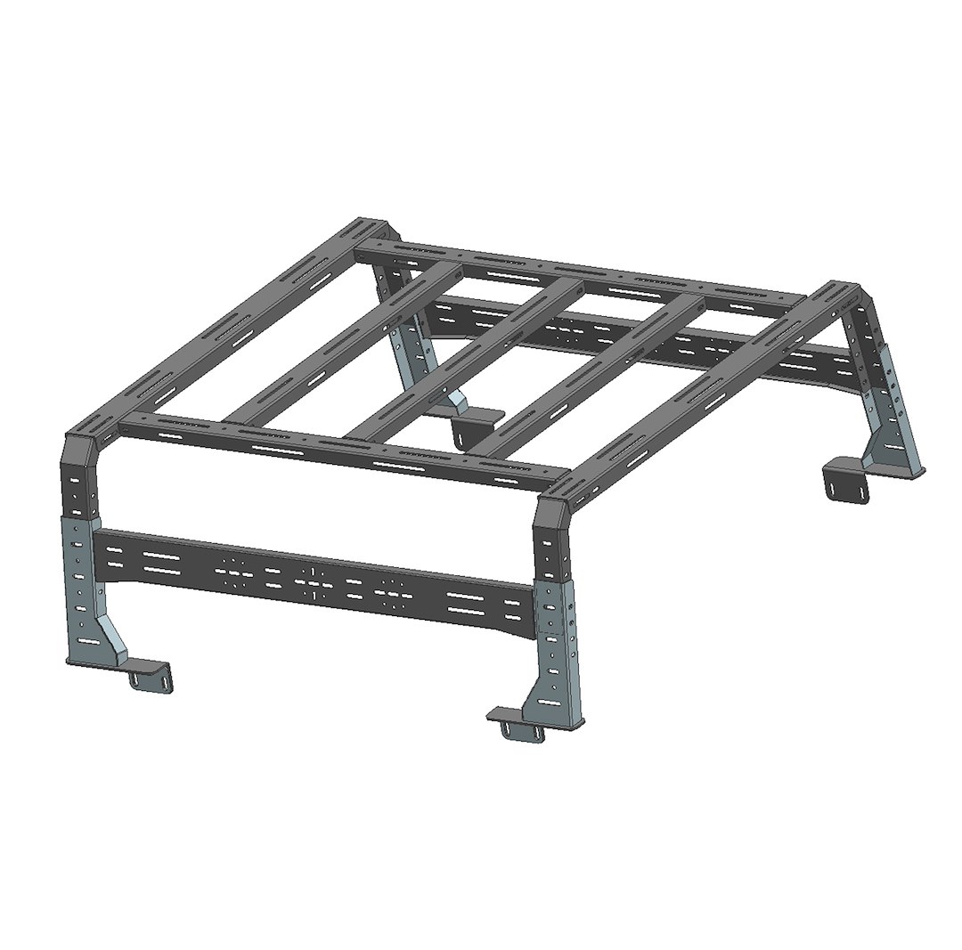 Black Horse Off Road Truck Bed Bar, Overland, Rugged Style, With Bed Rail Track for Cross Bar Mounting/ with Two 150 Pound Capacity Cross Bars – TR08B