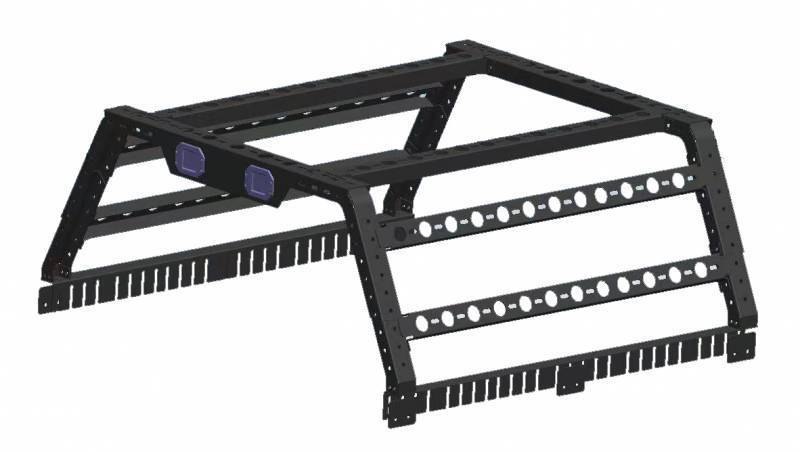 Black Horse Off Road Truck Bed Bar, Overland, Rugged Style, With Bed Rail Track for Cross Bar Mounting/ with Two 150 Pound Capacity Cross Bars – TR08B