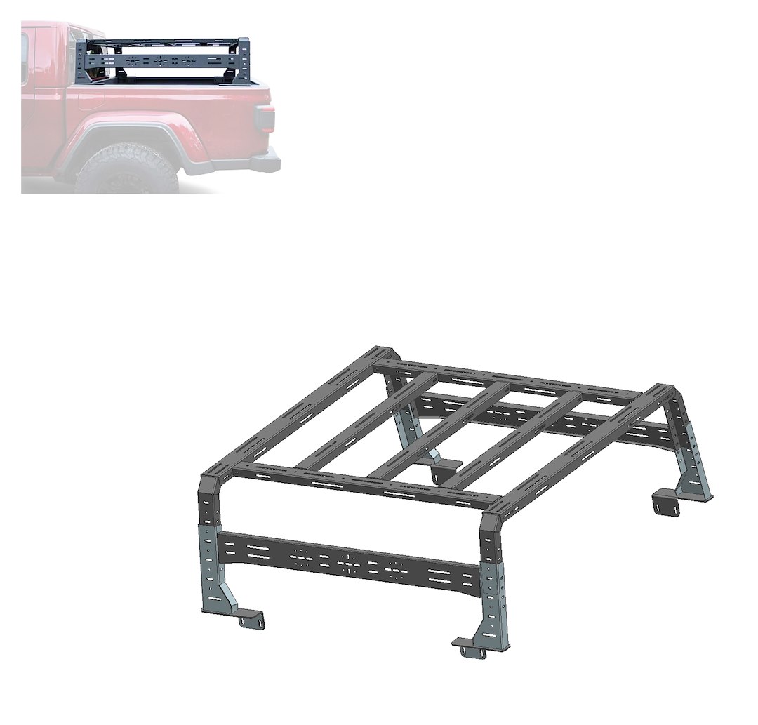 Black Horse Off Road Truck Bed Bar, Overland, Rugged Style, With Bed Rail Track for Cross Bar Mounting/ with Two 150 Pound Capacity Cross Bars – TR11B