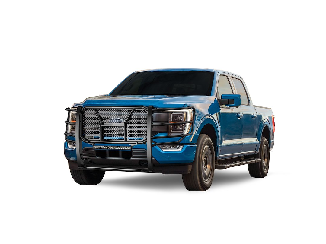 Black Horse Off Road Grille Guard, Rugged Series, 3-Piece Modular, Semi-Gloss Powder Coat, Steel, 2.25 Inch Bar Diameter – RU-FOF116-B-K2