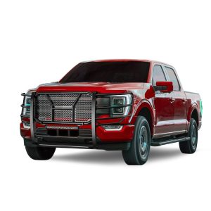 Black Horse Off Road Grille Guard, Rugged Series, 3-Piece Modular, Semi-Gloss Powder Coat, Steel, 2.25 Inch Bar Diameter – RU-FOF116-B-K2