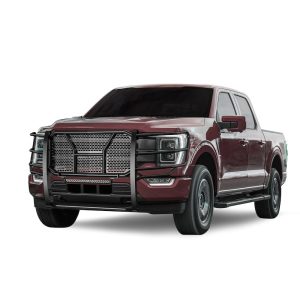 Black Horse Off Road Grille Guard, Rugged Series, 3-Piece Modular, Semi-Gloss Powder Coat, Steel, 2.25 Inch Bar Diameter – RU-FOF116-B-K2
