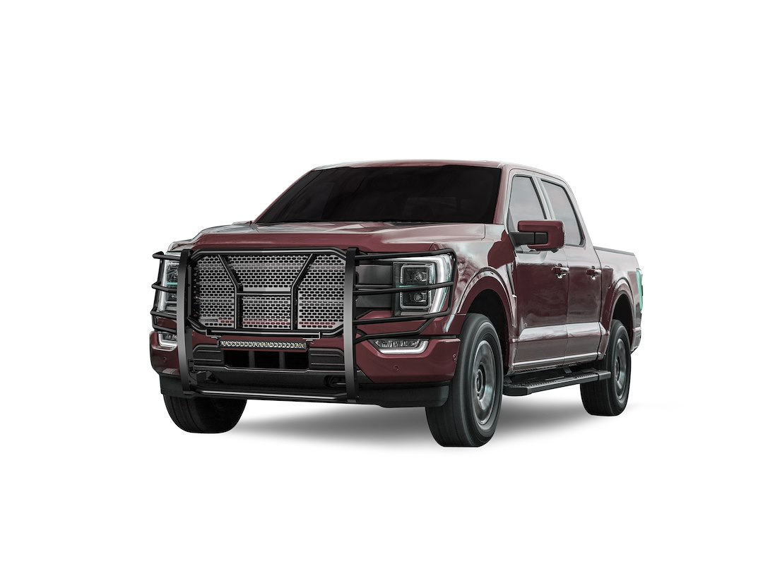Black Horse Off Road Grille Guard, Rugged Series, 3-Piece Modular, Semi-Gloss Powder Coat, Steel, 2.25 Inch Bar Diameter – RU-FOF116-B-K2