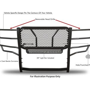 Black Horse Off Road Grille Guard, Rugged Series, 3-Piece Modular, Semi-Gloss Powder Coat, Steel, 2.25 Inch Bar Diameter – RU-FOF116-B-K2