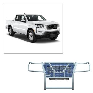 Black Horse Off Road Grille Guard, Rugged Series, Semi-Gloss Powder Coat, Steel, 2.25 Inch Bar Diameter, With Brush Guard – RU-NIFR22-B-K2