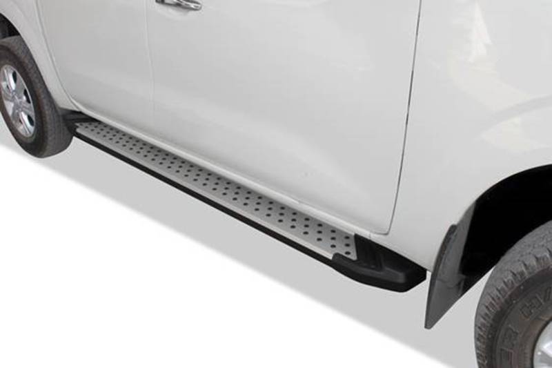 Black Horse Off Road Running Board, Vortex, Silver with Black Grip Dots, Frame Mount, Aluminum, Unlighted, With Mounting Hardware – VO-JPGC79