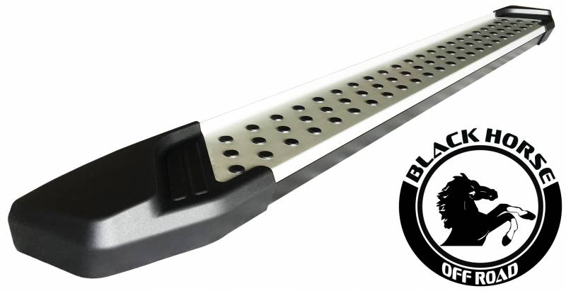 Black Horse Off Road Running Board, Vortex, Silver with Black Grip Dots, Aluminum, Unlighted – VO-T2070