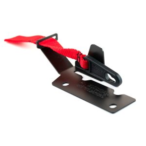 Builtright Seat Latch Release Kit, Strap Type, With Black Zinc Coated Bracket/ Glass Fiber Reinforced Composite Pull Tab and Red Nylon Strap – 100113