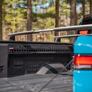 Builtright Molle Cargo Panel, Rivian R1T, Bedside Mount, Screw on, Powder Coated, Textured Black, Aluminum – 102713