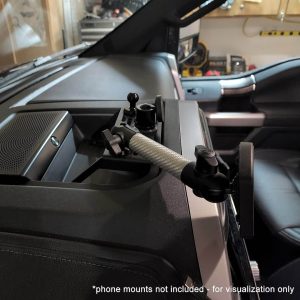 Builtright Multi Purpose Accessory Mount, Pro Series, Mounts Cell Phone/ Radar Detector and Dash Cam, Bolt on, Powder Coated, Textured Black – 104067