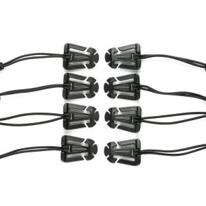 Builtright Gear Bag Clip, Black, Plastic Clips with Elastic Bungee, Set of 8 – 105008