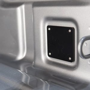 Builtright Receptacle Cover, Use to Replaces the Boring Plastic Cover IN the Bed, Black, Aluminum – 110014