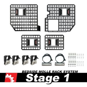 Builtright Molle Cargo Panel, Bedside Mount, Screw on, Powder Coated, Textured Black, Steel – 111007