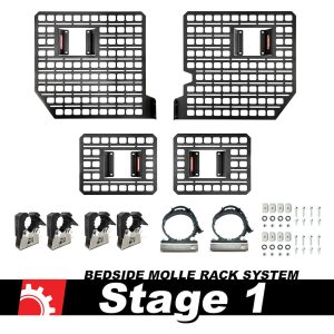 Builtright Molle Cargo Panel, Bedside Mount, Screw on, Powder Coated, Textured Black, Steel – 111008