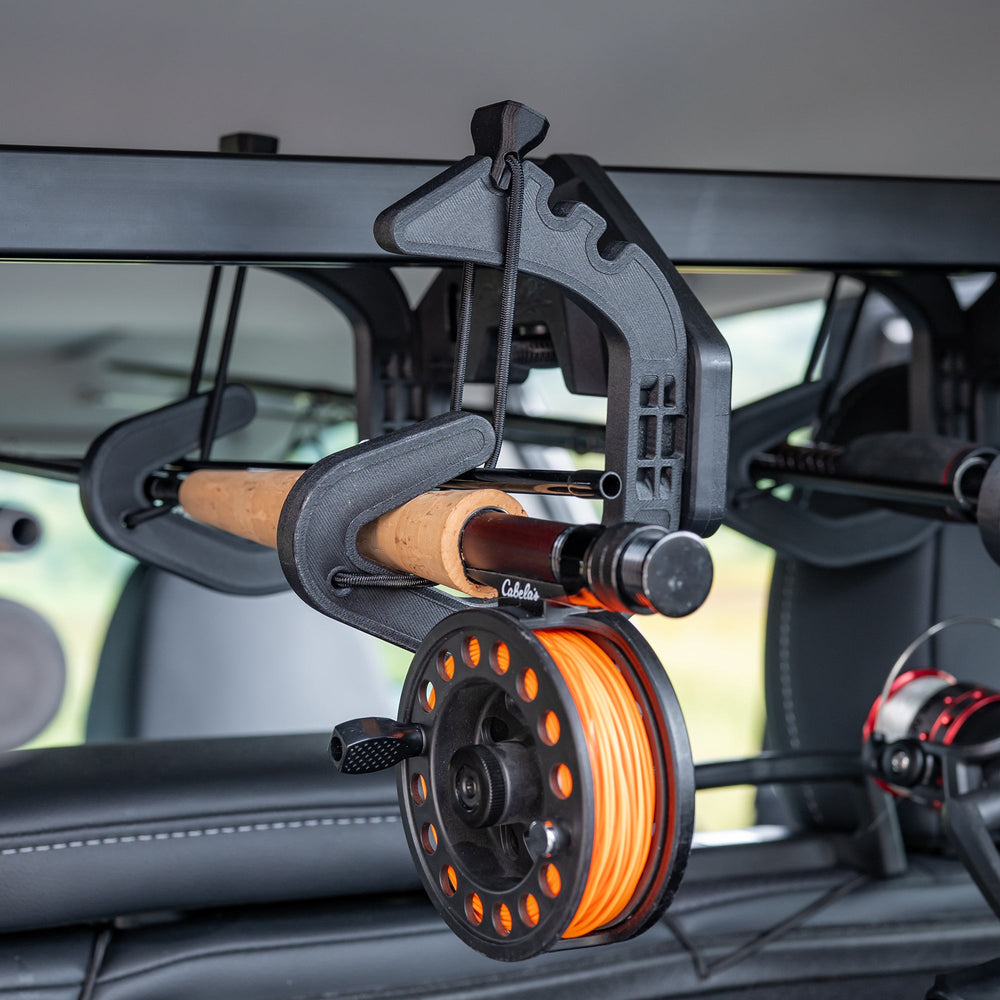 Builtright Fishing Rod Holder, The Rod Rig™, Window Mount with Suction Cups, Holds Five Rods, Hook and Loop Strap Style Hold, Black – MNT-500002