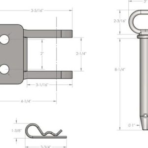 Bulletproof Lunette Channel Clevis, Medium Duty, 14000 Pound Capacity, 2-1/4 Inch Opening, One 1 Inch Pin Hole/ Two 5/8 Inch Pin Holes – MD2TANG