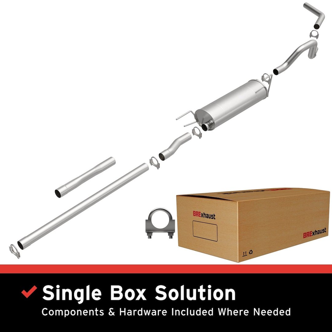 Bre Exhaust Exhaust System Kit, Direct-Fit Exhaust Series Cat-Back System, Aluminized Steel, With Muffler, 2-1/2 Inch Pipe Diameter – 106-0697