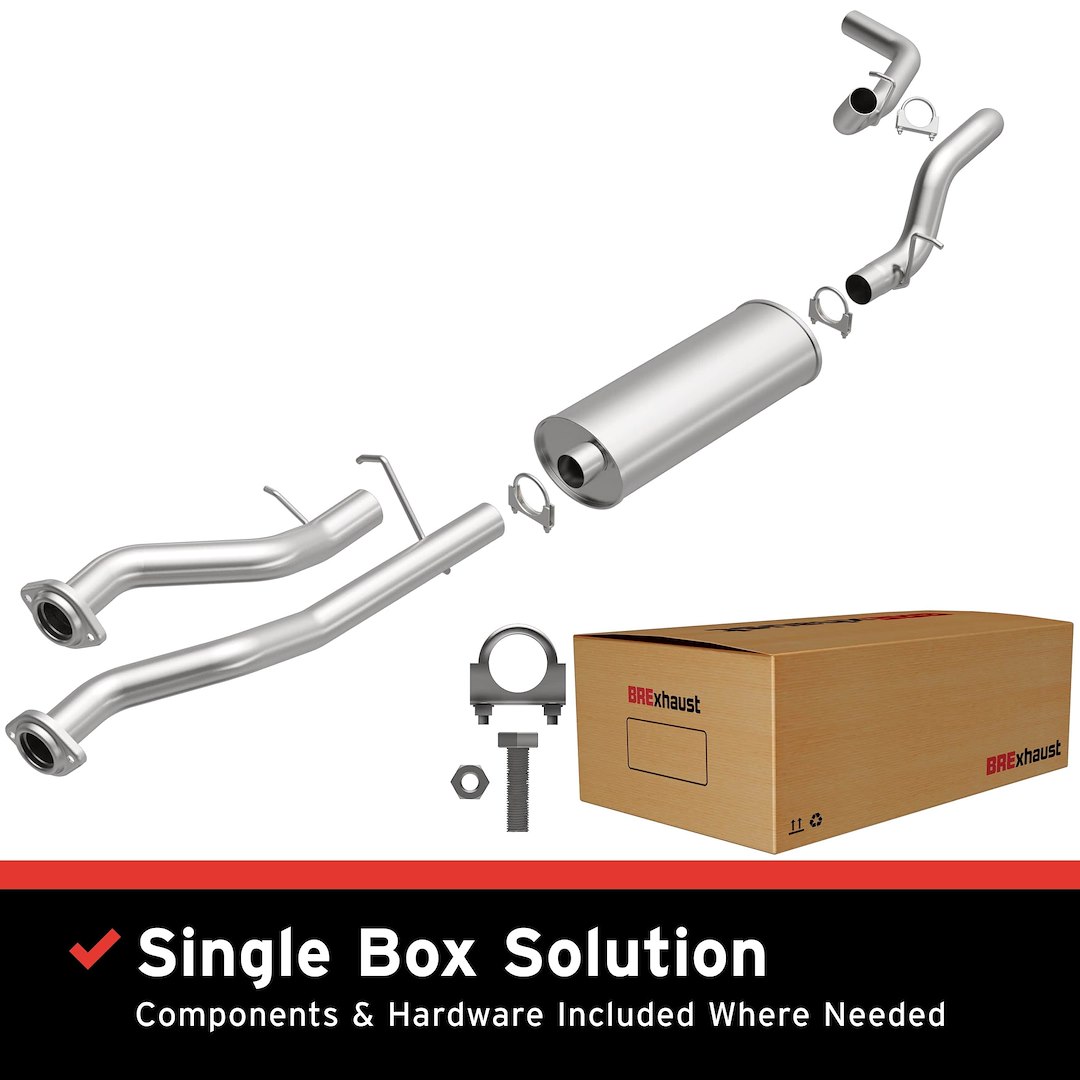 Bre Exhaust Exhaust System Kit, Direct-Fit Exhaust Series Cat-Back System, Aluminized Steel, With Muffler, 2-1/2 Inch Pipe Diameter – 106-0713