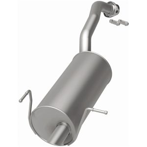Bre Exhaust Exhaust Muffler, 7 Inch Diameter Round Aluminized Steel Case, Single 2 Inch Offset Inlet, Single 2 Inch Offset Outlet – 108-0246