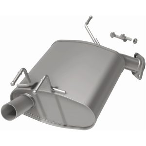 Bre Exhaust Exhaust Muffler, 11 Inch Width X 5 Inch Height Oval Aluminized Steel Case, Single 2-1/4 Inch Offset Inlet – 108-0275