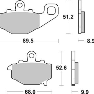 Brembo Brake Pad, Prime Line, Sintered Compound, Set of 2, 68 Millimeter Width X 52.6 Millimeter Height X 8.9 Millimeter Thickness – 07KA16SP