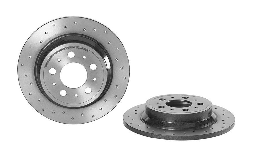 Brembo Brake Rotor, Xtra, Solid Cross Drilled, One Piece Design, Wheel Bolt Pattern 5 X 108 Millimeter – 0877651XC02