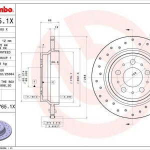 Brembo Brake Rotor, Xtra, Solid Cross Drilled, One Piece Design, Wheel Bolt Pattern 5 X 108 Millimeter – 0877651XC02