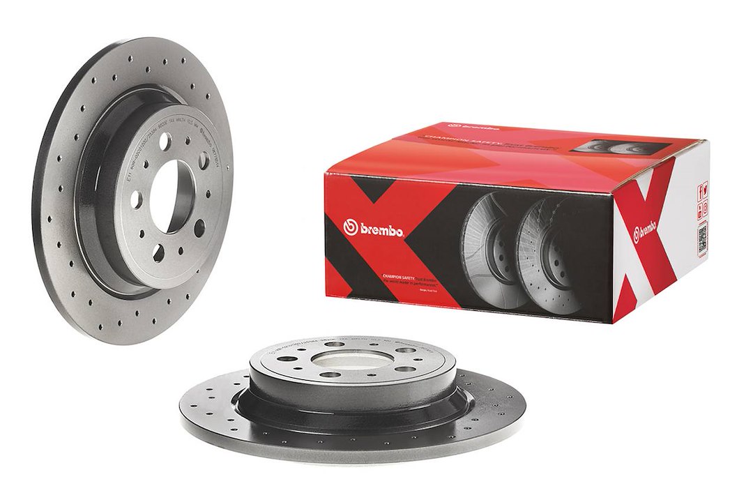 Brembo Brake Rotor, Xtra, Solid Cross Drilled, One Piece Design, Wheel Bolt Pattern 5 X 108 Millimeter – 0877651XC02