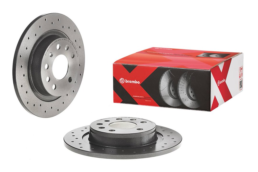 Brembo Brake Rotor, Xtra, Solid Cross Drilled, One Piece Design, Wheel Bolt Pattern 5 X 110 Millimeter – 0895111XC02