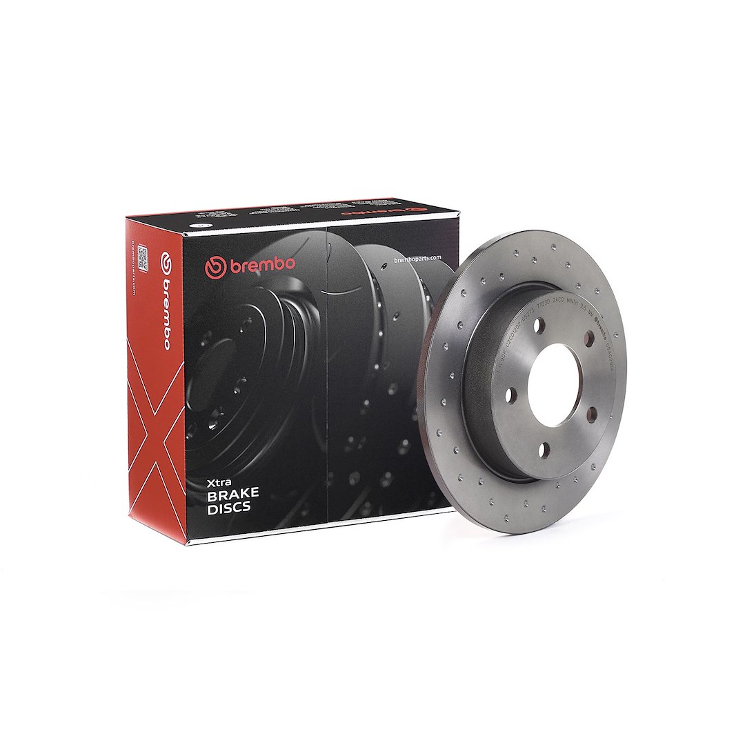 Brembo Brake Rotor, Xtra, Solid Cross Drilled, One Piece Design, Wheel Bolt Pattern 5 X 114.3 Millimeter – 08A0291XC02