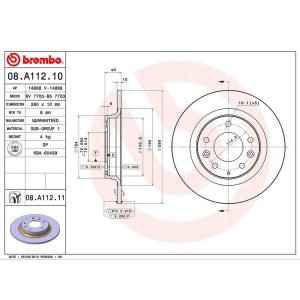 Brembo Brake Rotor, Solid, One Piece Design, Wheel Bolt Pattern 5 X 114.3 Millimeter – 08A11211C02