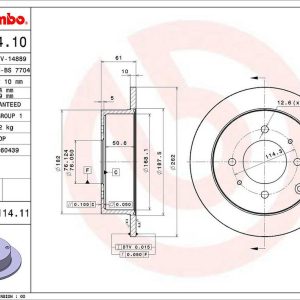 Brembo Brake Rotor, Solid, One Piece Design, Wheel Bolt Pattern 4 X 114.3 Millimeter – 08A11411C02