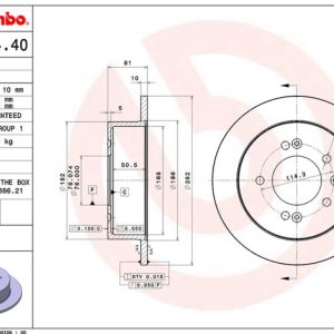 Brembo Brake Rotor, Solid, One Piece Design, Wheel Bolt Pattern 5 X 114.3 Millimeter – 08A11440C02