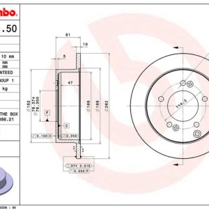 Brembo Brake Rotor, Solid, One Piece Design, Wheel Bolt Pattern 5 X 114.3 Millimeter – 08A11450C02