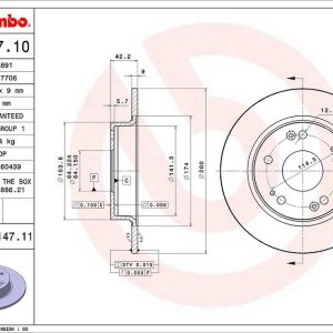 Brembo Brake Rotor, Solid, One Piece Design, Wheel Bolt Pattern 5 X 114.3 Millimeter – 08A14711C02