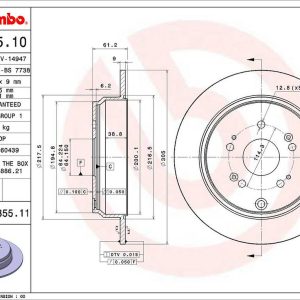 Brembo Brake Rotor, Solid, One Piece Design, Wheel Bolt Pattern 5 X 114.3 Millimeter – 08A35511C02