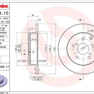Brembo Brake Rotor, Solid, One Piece Design, Wheel Bolt Pattern 5 X 114.3 Millimeter – 08A42911C02