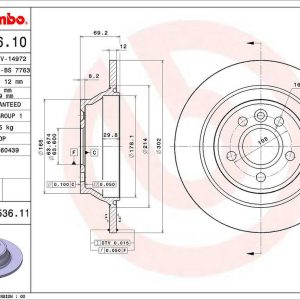 Brembo Brake Rotor, Solid, One Piece Design, Wheel Bolt Pattern 5 X 108 Millimeter – 08A53611C02