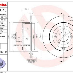 Brembo Brake Rotor, Solid, One Piece Design, Wheel Bolt Pattern 5 X 114.3 Millimeter – 08A60011C02