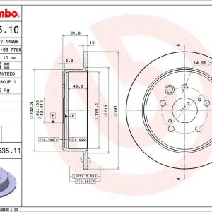 Brembo Brake Rotor, Solid, One Piece Design, Wheel Bolt Pattern 5 X 114.3 Millimeter – 08A63511C02